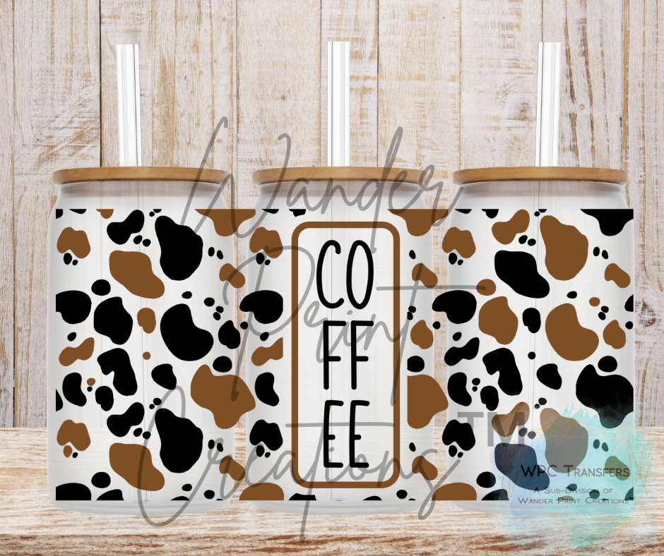 Coffee Cow Print 16oz Libbey Glass Can