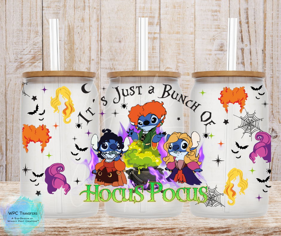 Stitch Its A Bunch Of Hocus 16OZ Libbey Glass Can