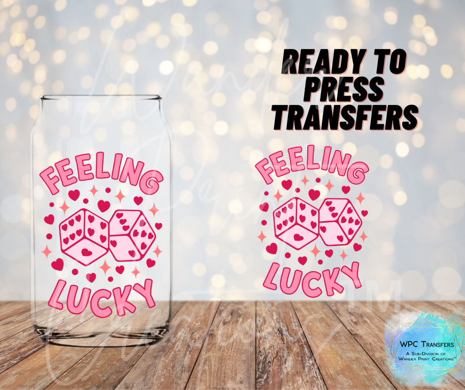 Feeling Lucky Pink Dice Sublimation Transfer