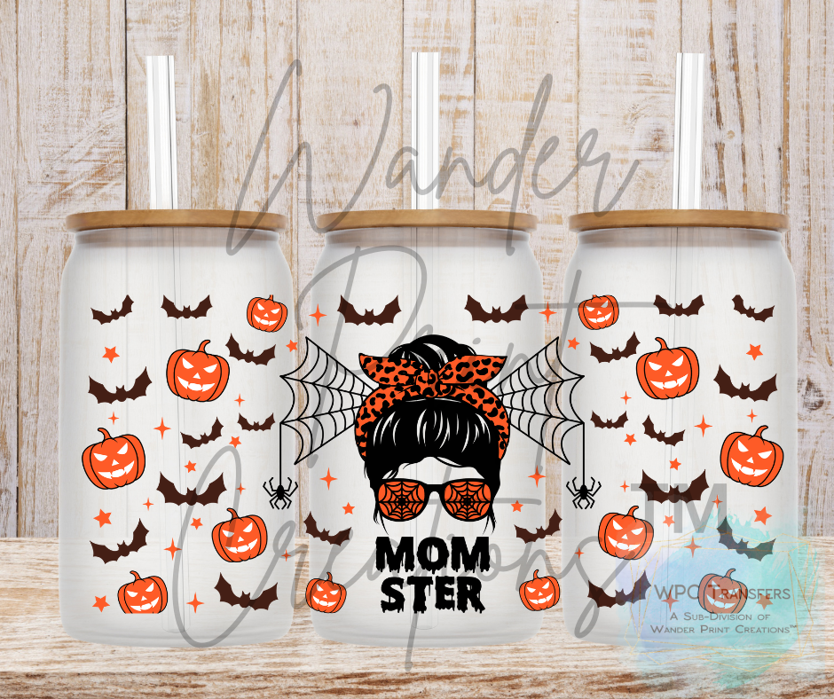 Halloween Momster 16oz Libbey Glass Can