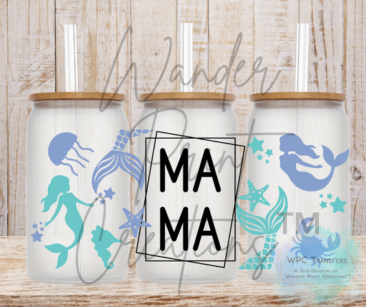 Mermaid Mama 16oz Libbey Glass Can