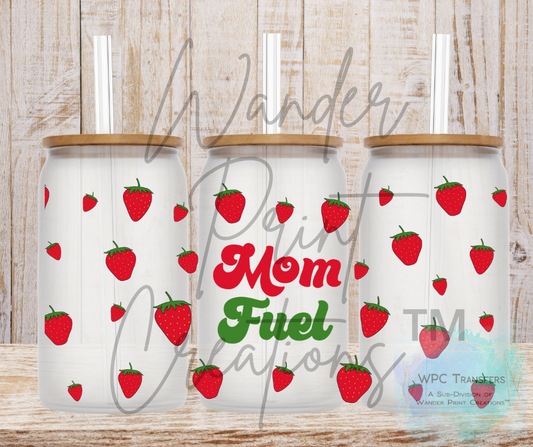 Strawberry Mom Fuel 16oz Libbey Glass Can