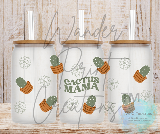 Cactus Mom 16oz Libbey Glass Can