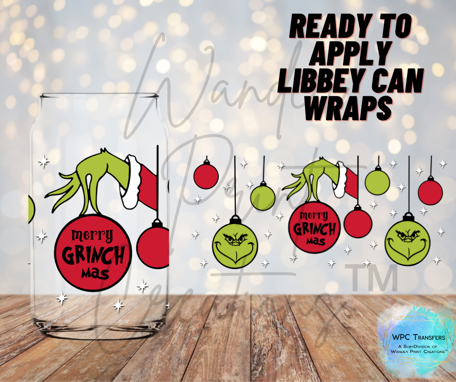 Merry Grinchmas Ornaments Libbey Vinyl Wrap