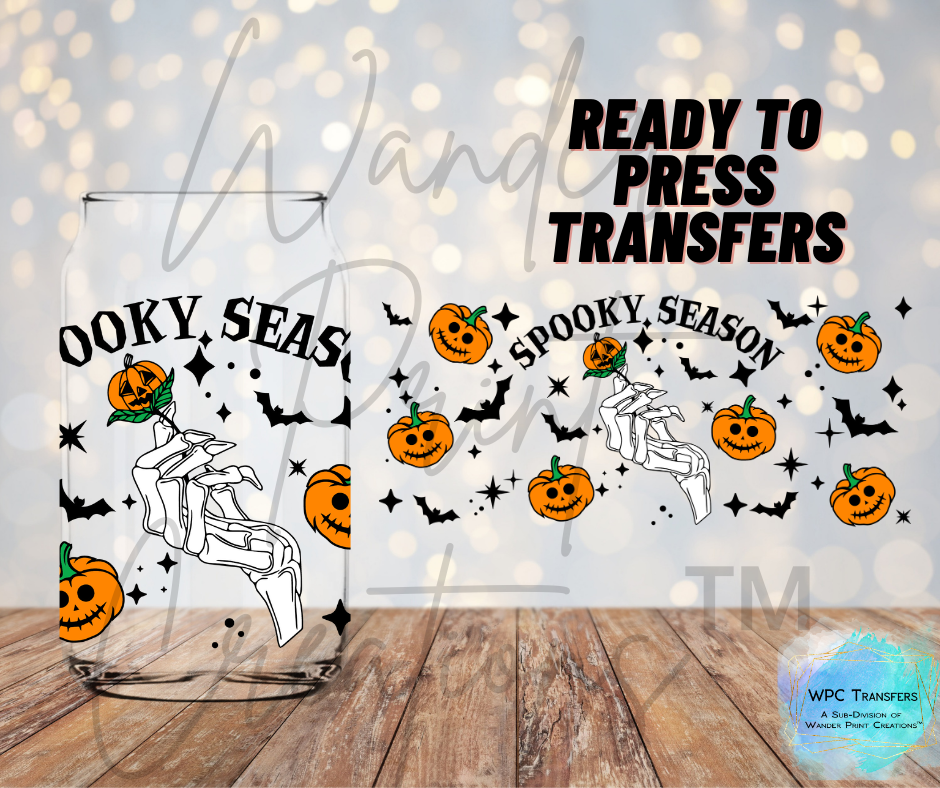 Spooky Season Pumpkin Skeleton Sublimation Transfer