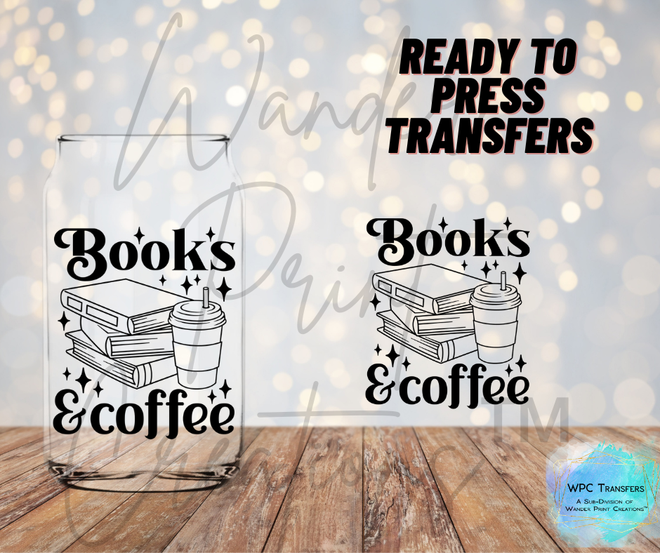 Books & Coffee Sublimation Transfer