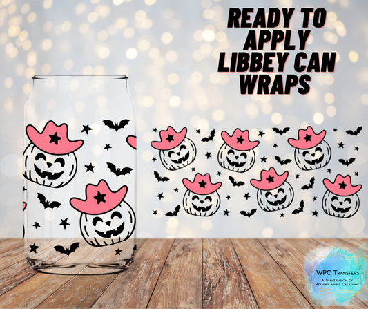 Cowboy Jack O lantern Libbey Vinyl Wrap