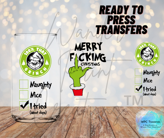 100% That Grinchmas List Sublimation Transfer