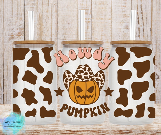 Howdy Pumpkin 16OZ Libbey Glass Can