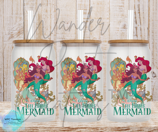 Little 2 Mermaids 16oz Libbey Glass Can