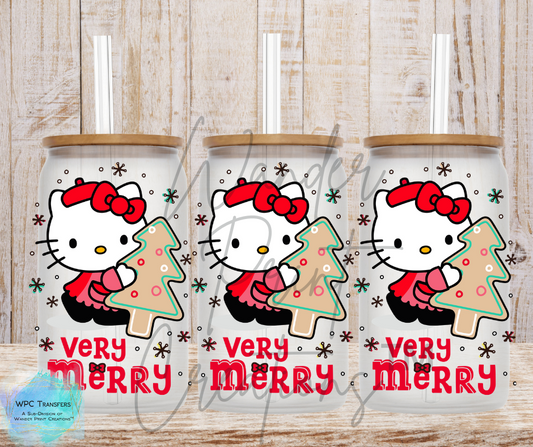 Very Merry Kitty 16OZ Libbey Glass Can