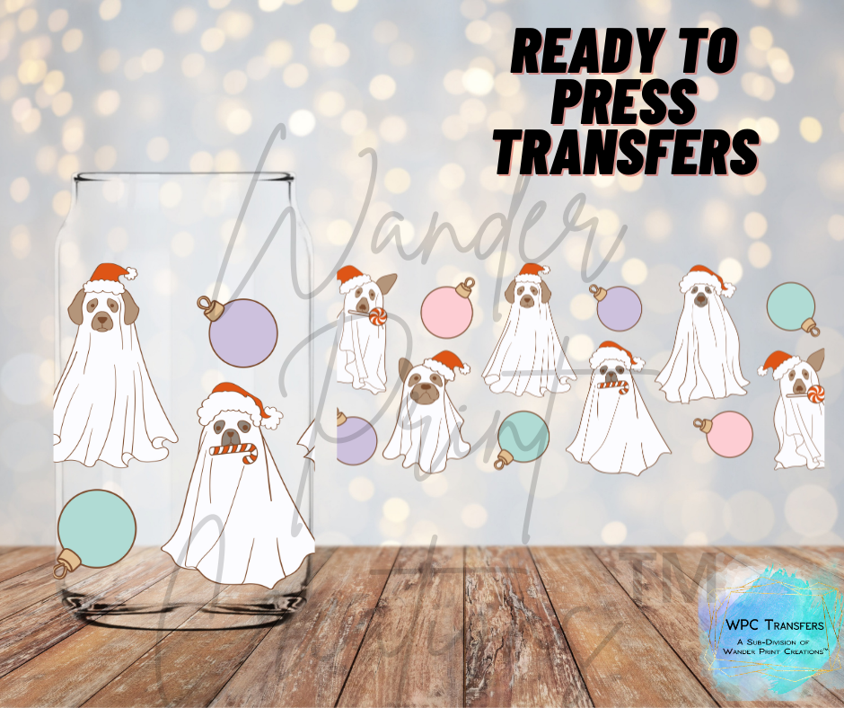 Christmas Ghost Dogs Sublimation Transfer