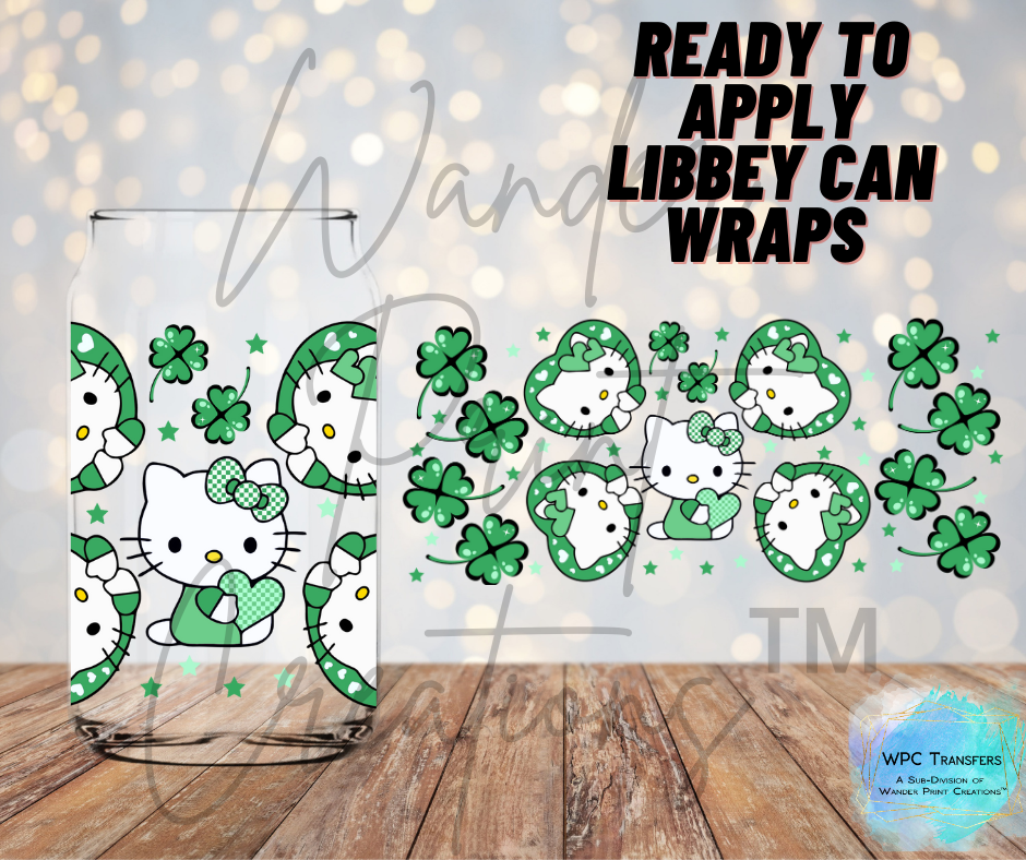 Hey Kitty St Patty's Libbey Vinyl Wrap