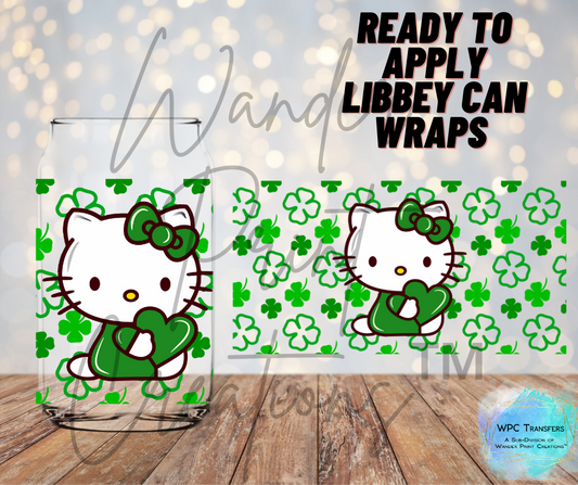 Hey Kitty St.Patty's  Libbey Vinyl Wrap