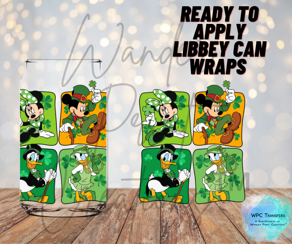 St.Patty Mouse Friends Libbey Vinyl Wrap