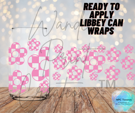 Pink Retro Flowers Libbey Vinyl Wrap