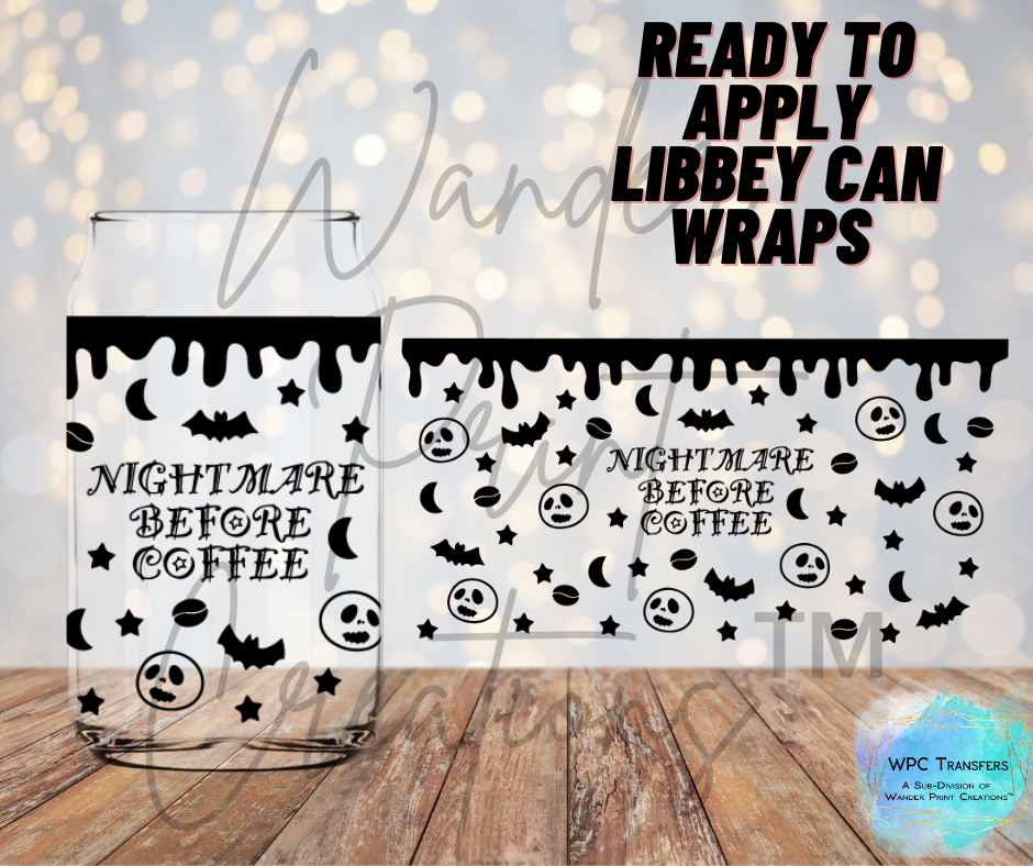 Nightmare Before Coffee Libbey Vinyl Wrap