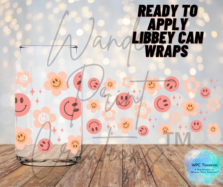 Retro Flowers Libbey Vinyl Wrap