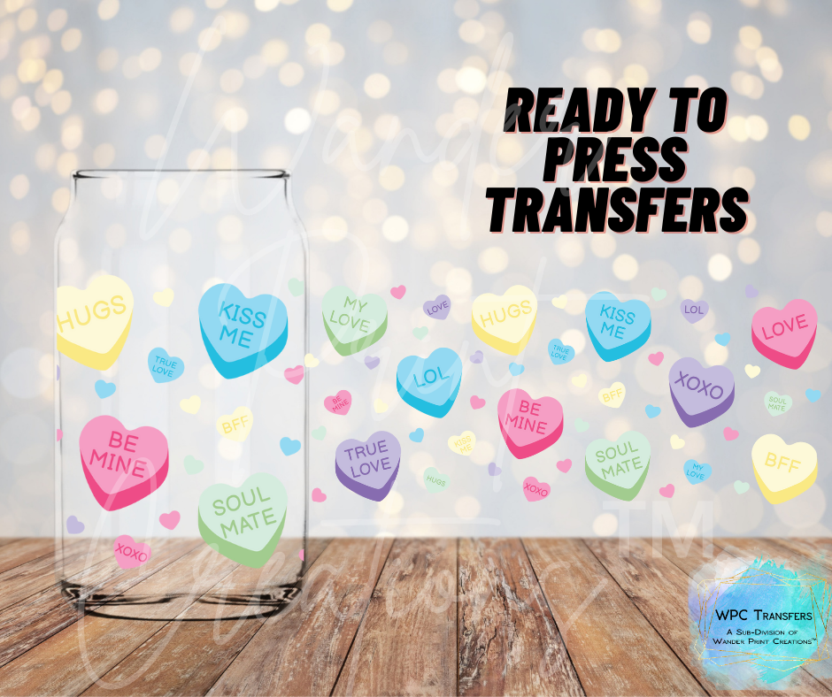 Candy Hearts Sublimation Transfer