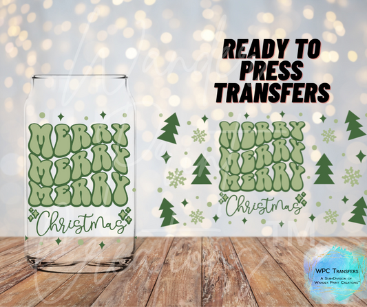 Merry Merry Merry Christmas (Green) Sublimation Transfer