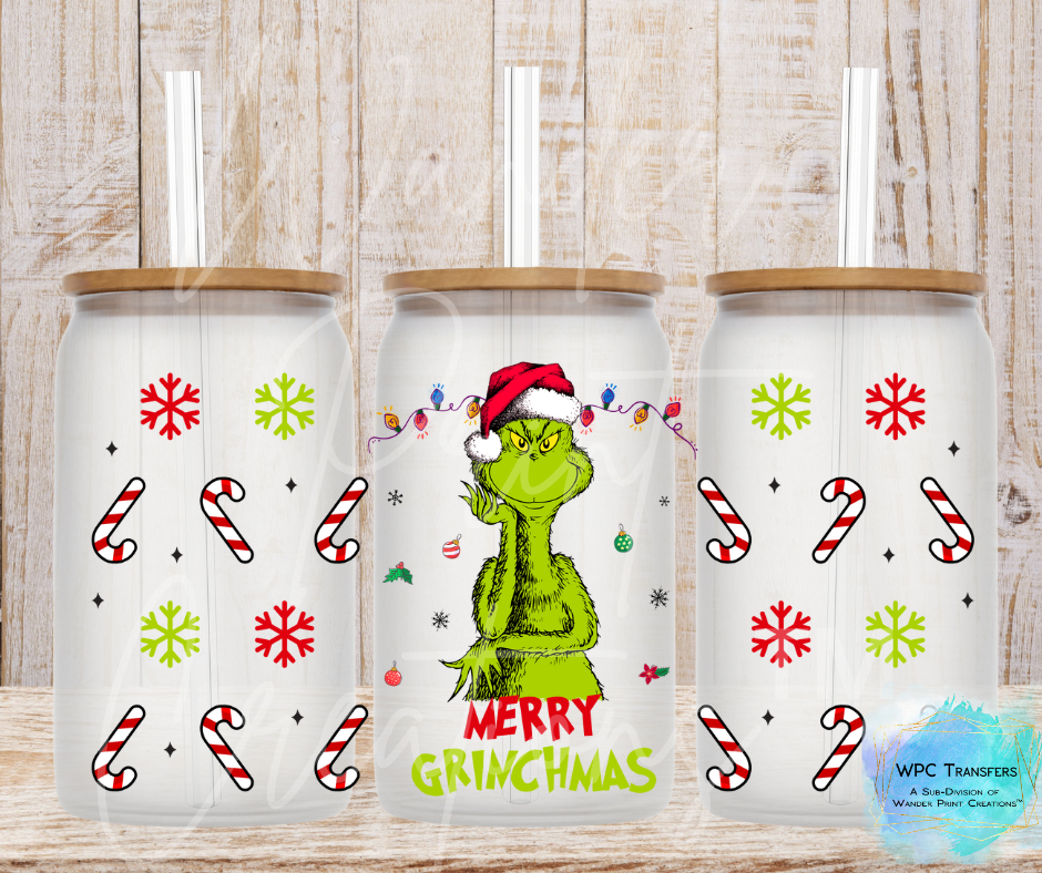 Merry Grinchmas 16oz Libbey Glass Can