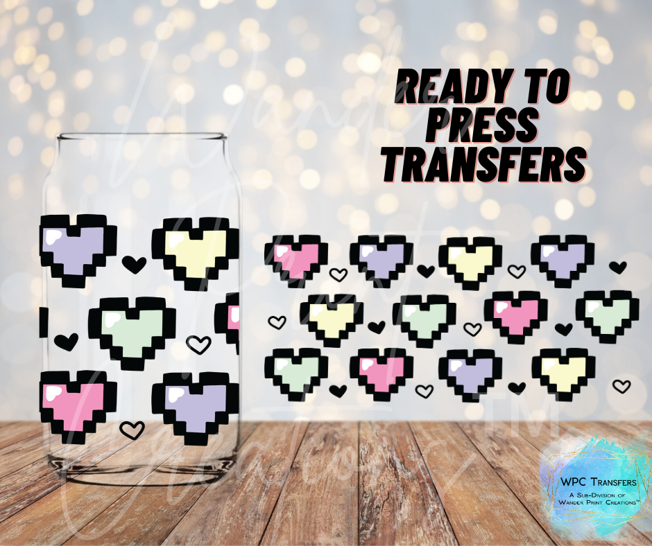 Comic Hearts  Sublimation Transfer