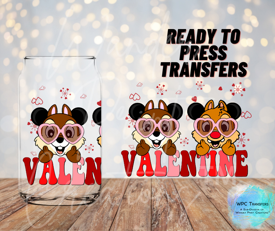 Valentines Chipmunks  Sublimation Transfer