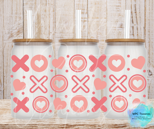 XOXO Valentines 16oz Libbey Glass Can