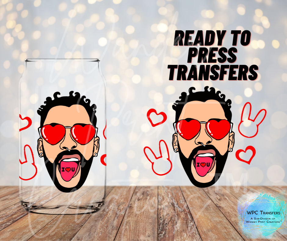 Bad Bunny Valentines Sublimation Transfer