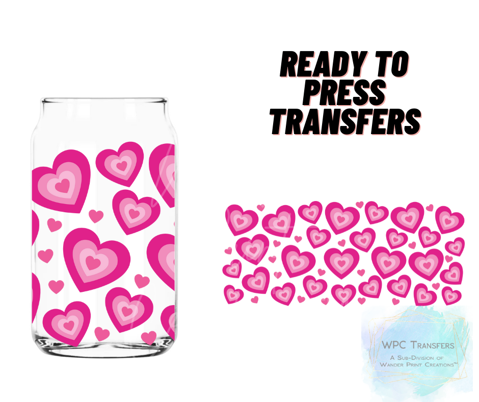 Pink Hearts Sublimation Transfer