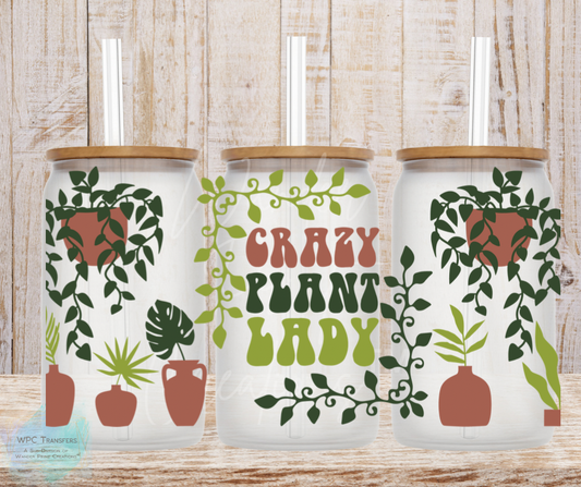 Crazy Plant Lady  16oz Libbey Glass Can