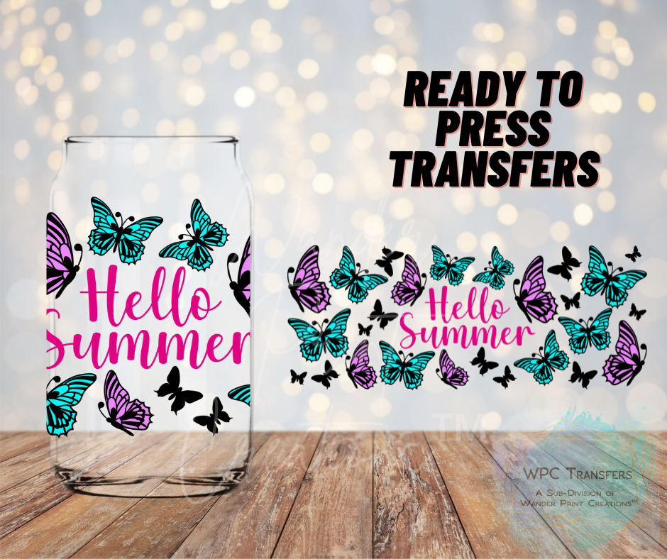 Hello Summer Butterfly  Sublimation Transfer