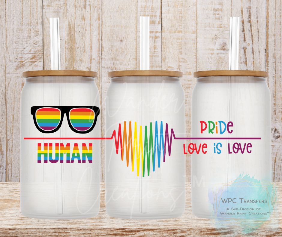 Pride Love is Love 16oz Libbey Glass Can