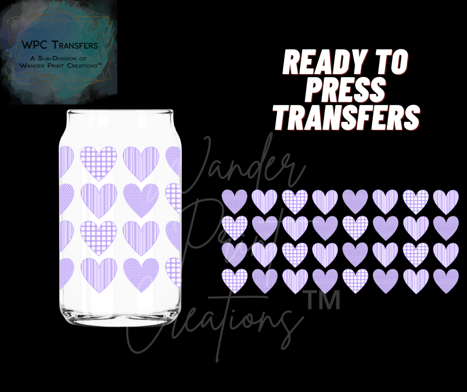 Purple Hearts Sublimation Transfer