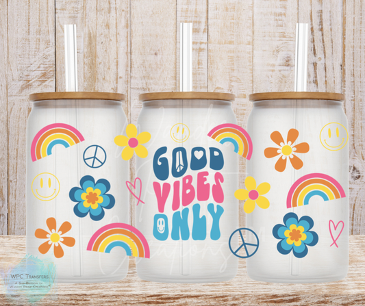 Retro Good Vibes 16oz Libbey Glass Can